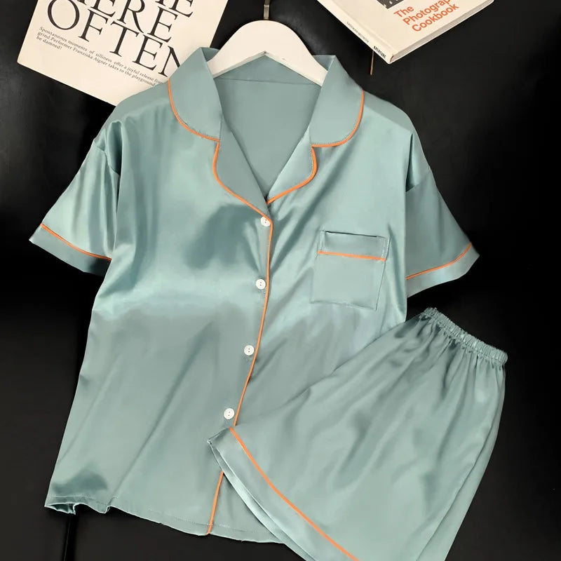 Womens Silk Satin Pajamas