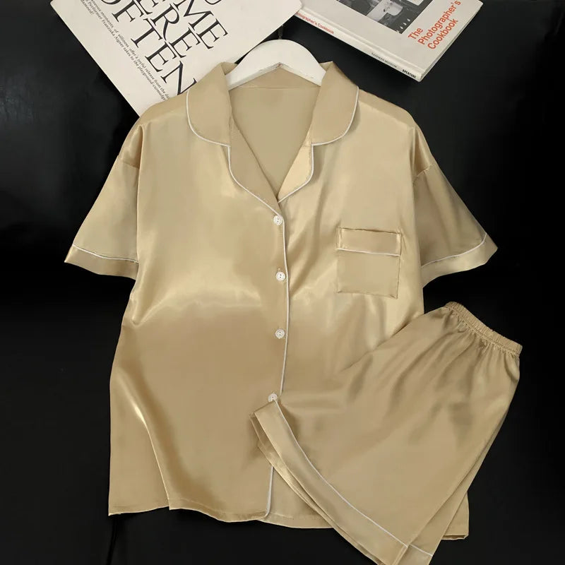 Womens Silk Satin Pajamas