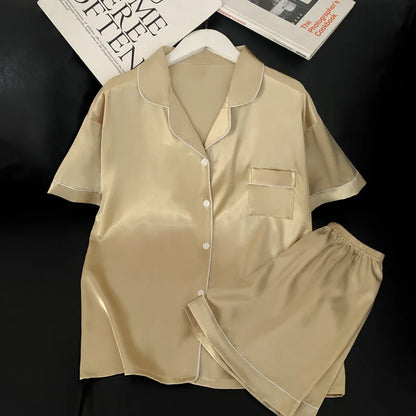 Womens Silk Satin Pajamas