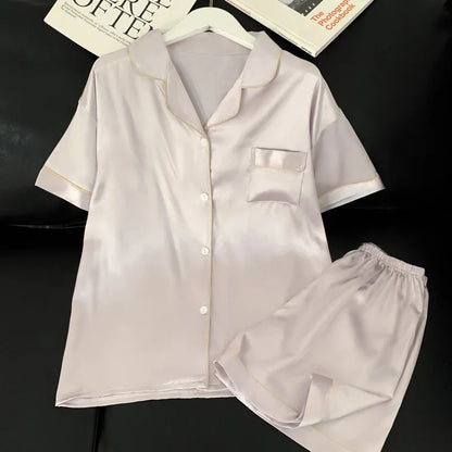 Womens Silk Satin Pajamas