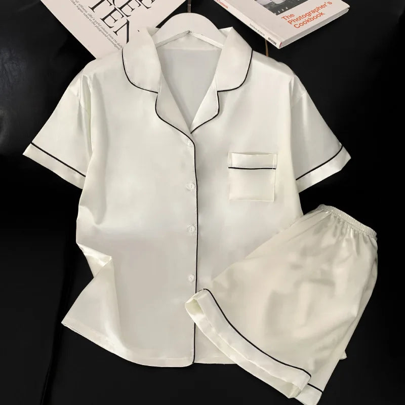 Womens Silk Satin Pajamas