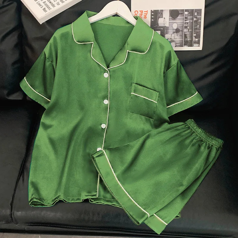 Womens Silk Satin Pajamas