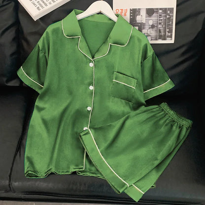 Womens Silk Satin Pajamas