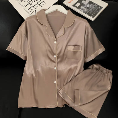 Womens Silk Satin Pajamas