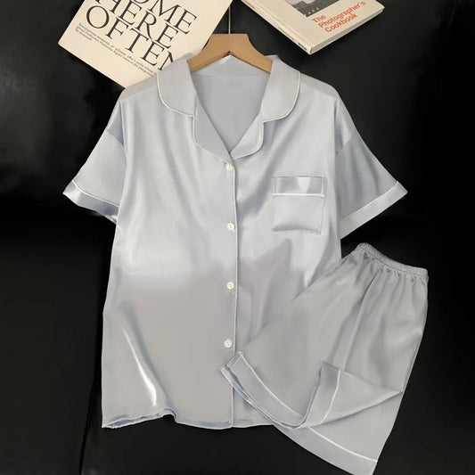 Womens Silk Satin Pajamas