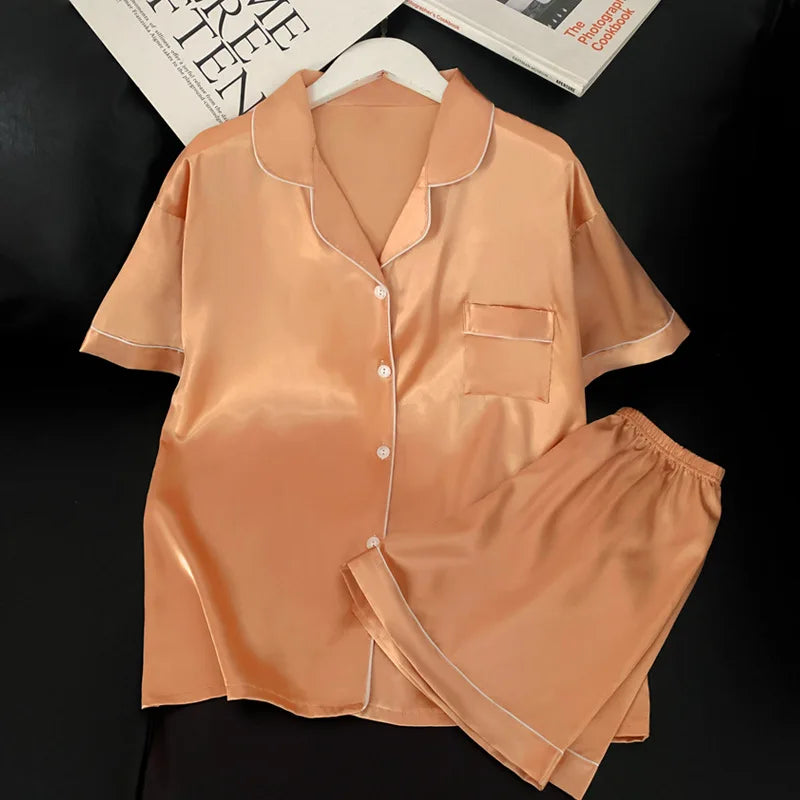 Womens Silk Satin Pajamas