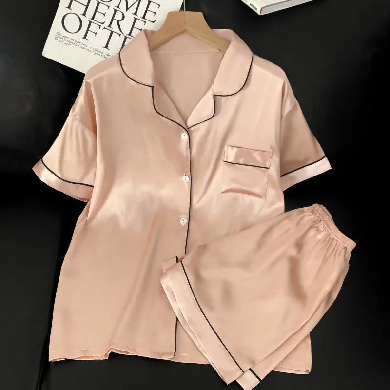 Womens Silk Satin Pajamas
