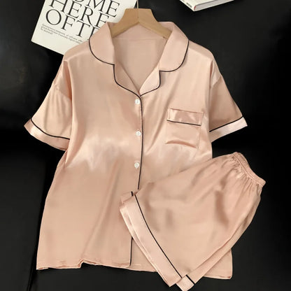 Womens Silk Satin Pajamas