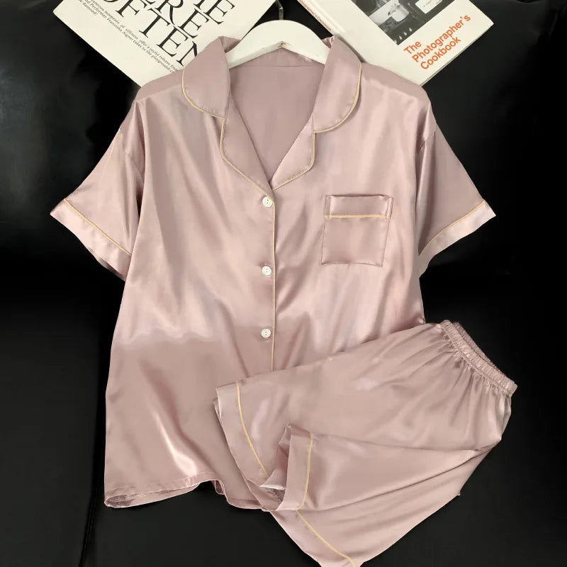 Womens Silk Satin Pajamas