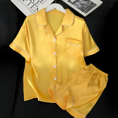 Womens Silk Satin Pajamas